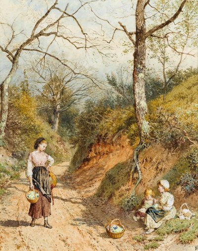 Primrose Gatherers by Myles Birket Foster